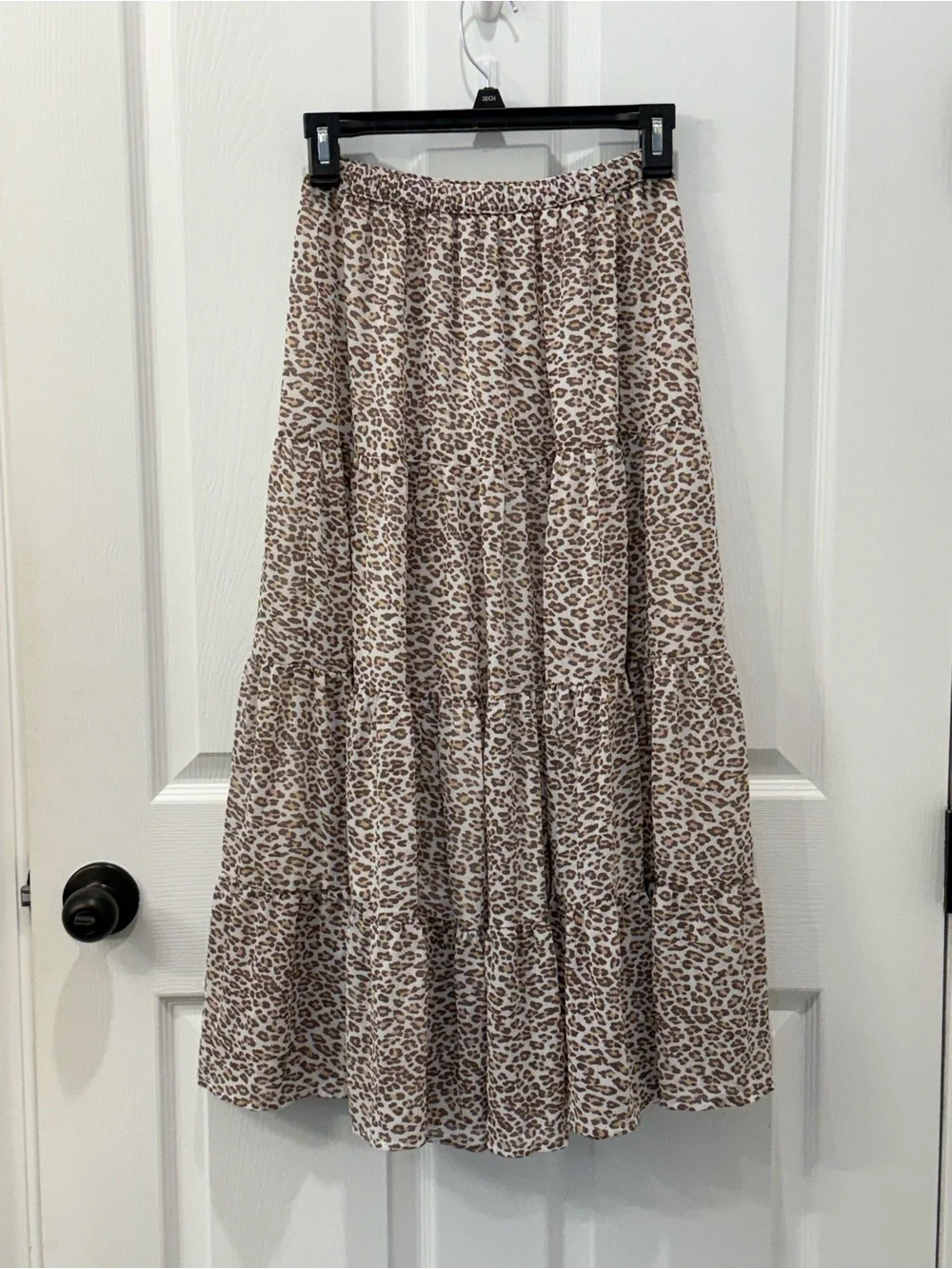Aerie Tiered Leopard Print Maxi Skirt - Brown/White - Picture 3 of 4